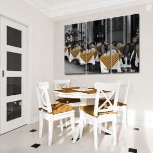 obraz dekoracyjny stoliki w restauracji