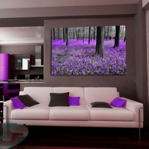 obraz lawendowy fioletowy las