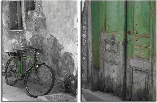 obraz z zielonym rowerem