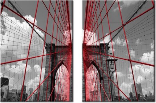 dwa obrazy z mostem