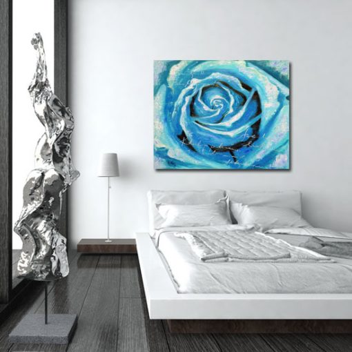 obraz do sypialni turkusowa róża