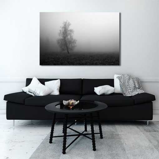obraz z drzewem i mgłą