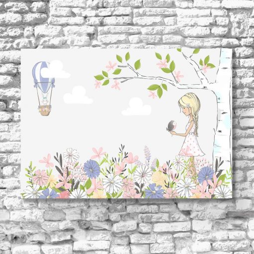 Obraz z dziewczynką i kwiatami