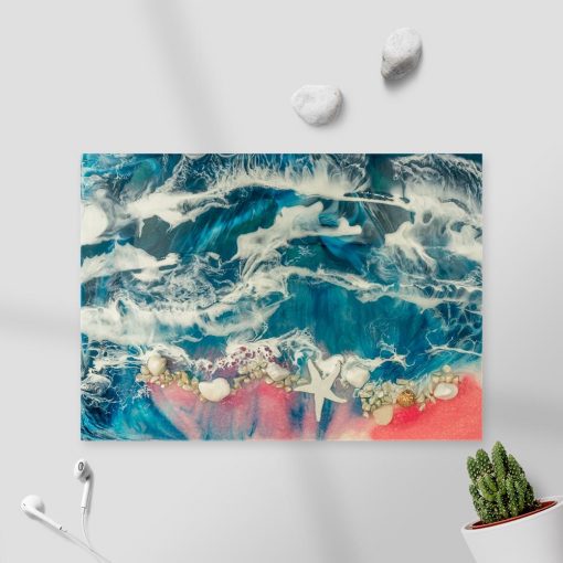 obraz z morzem na ścianę różowo niebieski