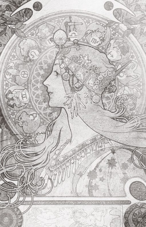 Obraz z portretem kobiety z epoki fin de siècle’u