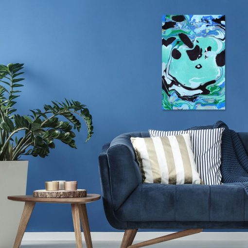 Obraz z motywem błękitnej abstrakcji do salonu