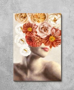 Obraz z kobietą i kwiatami do przedpokoju