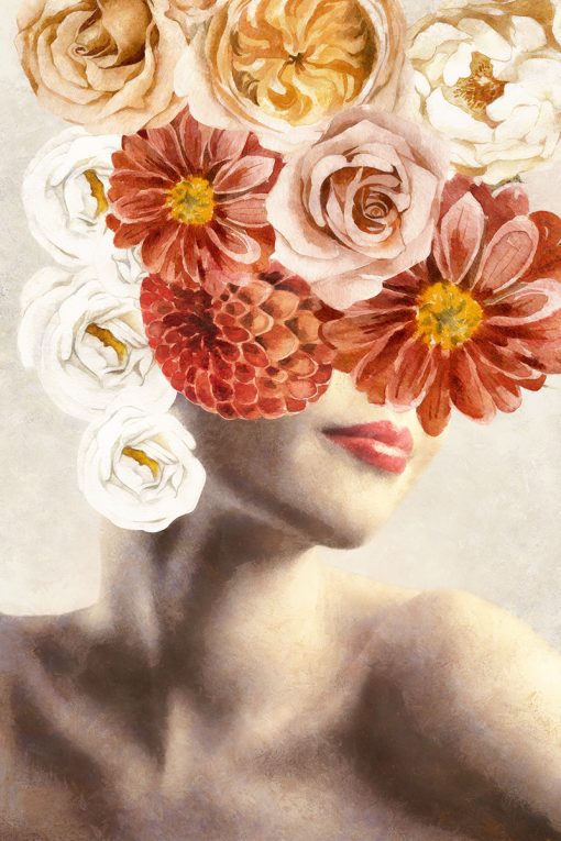 Obraz z kobietą i kwiatami