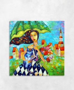 Obraz z dziewczyną w deszczu - Anna Wach