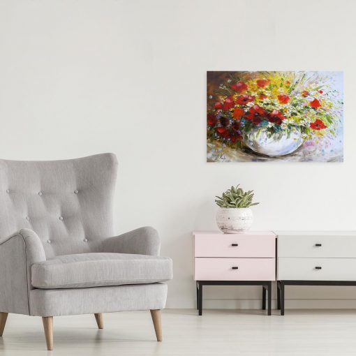 Obraz z bukietem polnych kwiatów na scianę do dekoracji poczekalni
