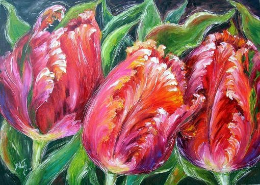 Obraz z tulipanami papuzimi