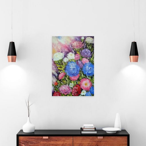 Obraz z kolorowymi kwiatami do pokoju