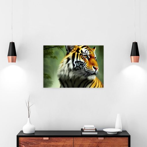 Obraz Pejzażowy z Tygrysem: Dzikie Piękno Natury w Egzotycznej Scenerii