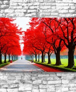 Obraz z czerwonymi drzewami