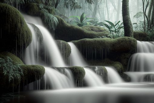 obraz z dżunglą i wodospadem
