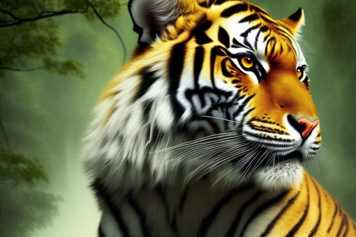 Piękny tygrys na tle zieleni
